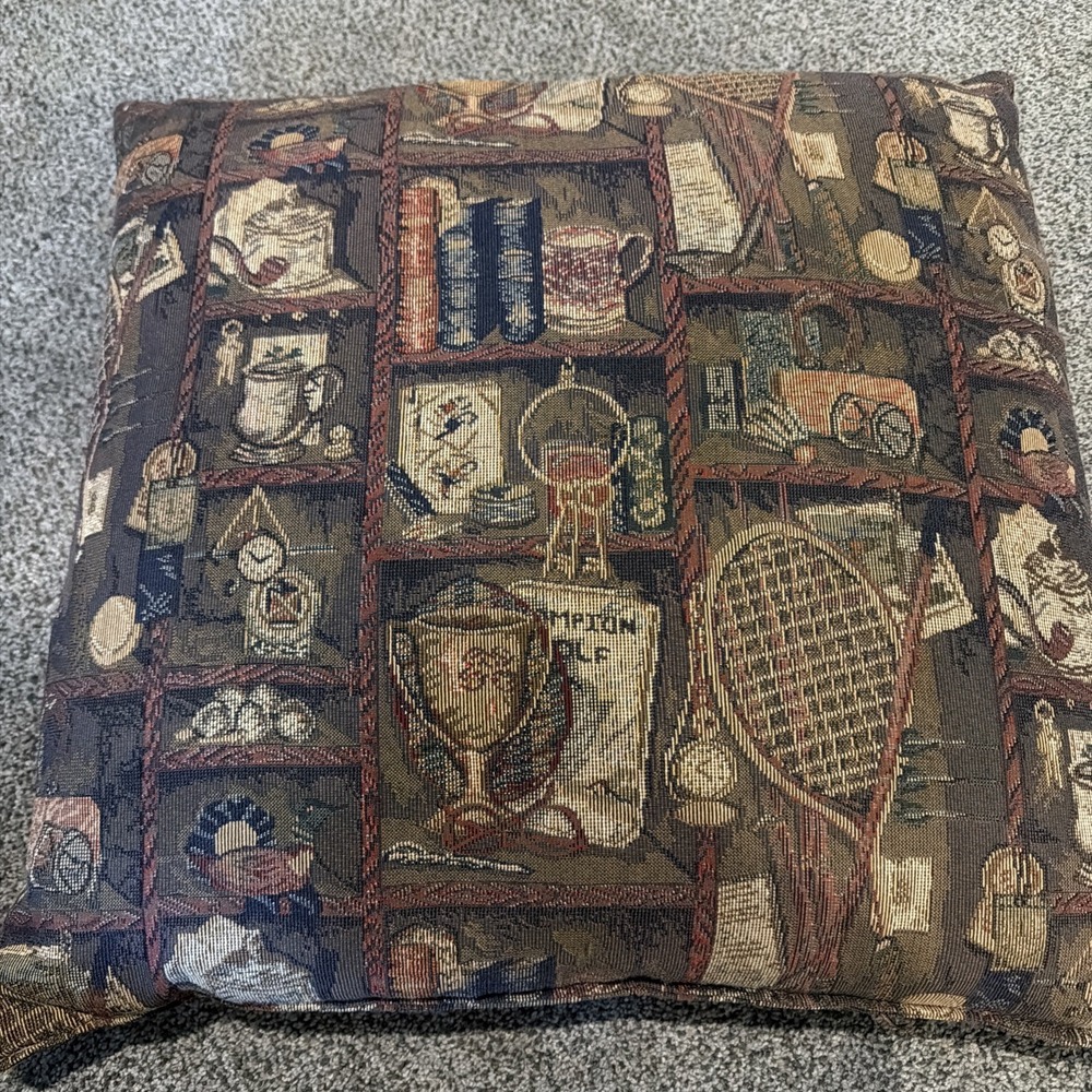 VTG Academia Tapestry Accent 22" Pillow Cabin Decor Sports, Ducks, Books